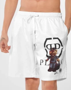 PHILIPP PLEIN Nylon Jogging Shorts Teddy Doorman><noscript><img data-lazyloaded=