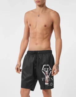PHILIPP PLEIN Nylon Jogging Shorts Teddy>Uomo Street Couture|Moda Mare