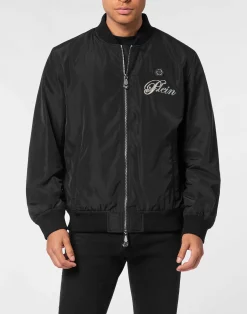 PHILIPP PLEIN Nylon Light Bomber Jacket Skull Degrade>Uomo Giacche E Cappotti