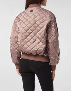 PHILIPP PLEIN Nylon Oversize Bomber Matelasse Diamond Signature><noscript><img data-lazyloaded=