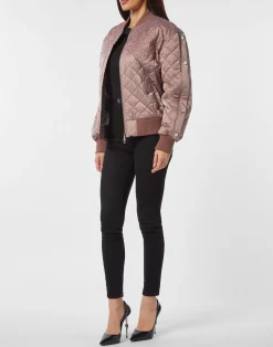 PHILIPP PLEIN Nylon Oversize Bomber Matelasse Diamond Signature><noscript><img data-lazyloaded=