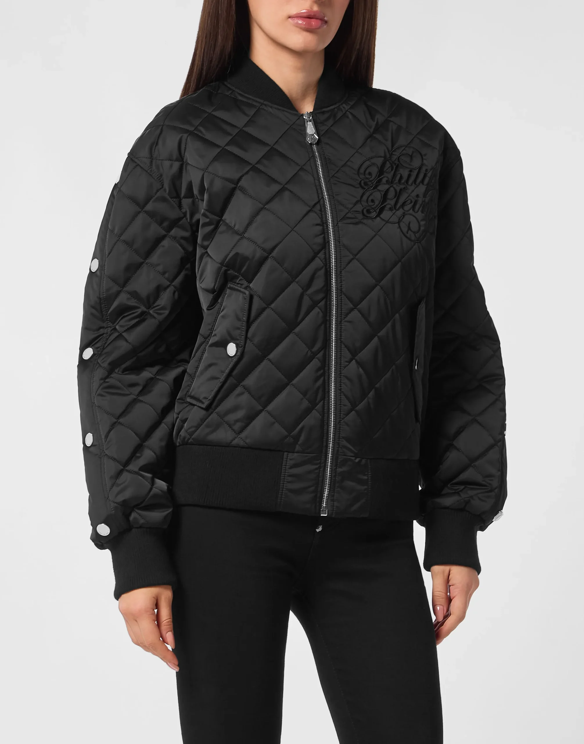 PHILIPP PLEIN Nylon Oversize Bomber Matelasse Diamond Signature>Donna Giubbotti