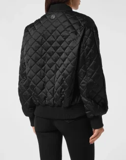 PHILIPP PLEIN Nylon Oversize Bomber Matelasse Diamond Signature><noscript><img data-lazyloaded=
