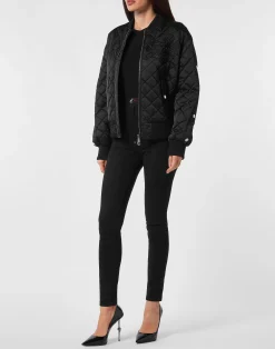 PHILIPP PLEIN Nylon Oversize Bomber Matelasse Diamond Signature><noscript><img data-lazyloaded=