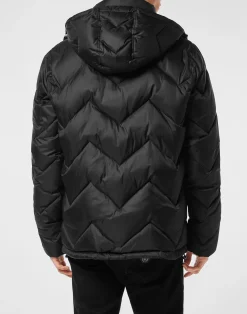 PHILIPP PLEIN Nylon Short Puffer Jacket Zigzag><noscript><img data-lazyloaded=