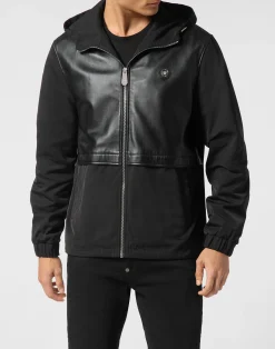 PHILIPP PLEIN Nylon/Leather Hooded Jacket LS>Uomo Giacche E Cappotti