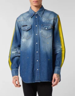 PHILIPP PLEIN Oversize Denim Shirt>Uomo Denim|Camicie
