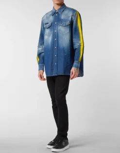 PHILIPP PLEIN Oversize Denim Shirt><noscript><img data-lazyloaded=