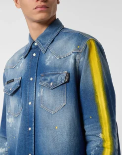 PHILIPP PLEIN Oversize Denim Shirt><noscript><img data-lazyloaded=