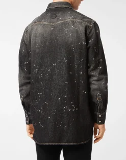 PHILIPP PLEIN Oversize Denim Shirt><noscript><img data-lazyloaded=
