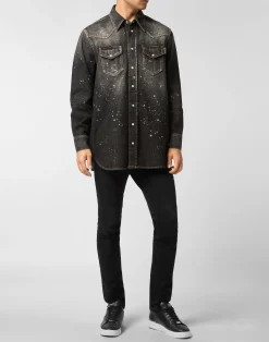 PHILIPP PLEIN Oversize Denim Shirt><noscript><img data-lazyloaded=