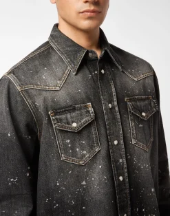 PHILIPP PLEIN Oversize Denim Shirt><noscript><img data-lazyloaded=