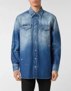 PHILIPP PLEIN Oversize Denim Shirt>Uomo Denim|Camicie