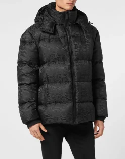 PHILIPP PLEIN Oversize Nylon Jacquard Bomber Monogram>Uomo Giacche E Cappotti