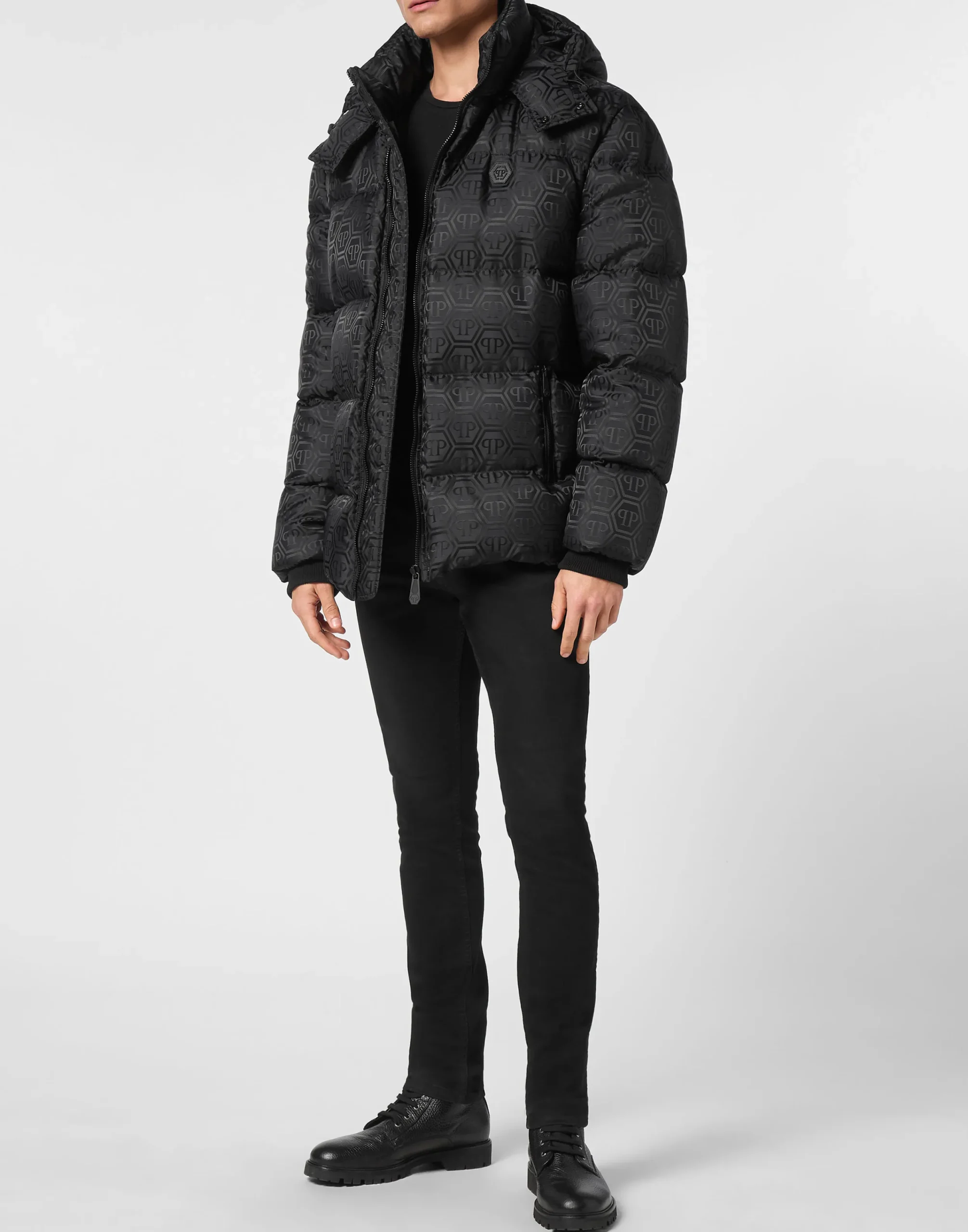 PHILIPP PLEIN Oversize Nylon Jacquard Bomber Monogram>Uomo Giacche E Cappotti