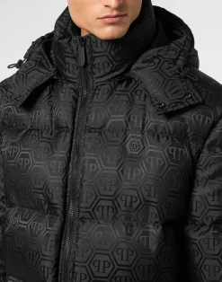 PHILIPP PLEIN Oversize Nylon Jacquard Bomber Monogram><noscript><img data-lazyloaded=
