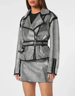 PHILIPP PLEIN Oversized Biker Jacket><noscript><img data-lazyloaded=
