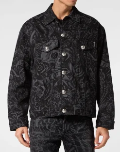 PHILIPP PLEIN Oversized Denim Jacket Tattoo>Uomo Giacche E Cappotti|Denim