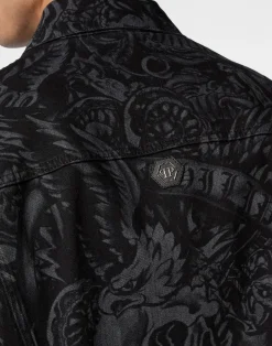 PHILIPP PLEIN Oversized Denim Jacket Tattoo><noscript><img data-lazyloaded=