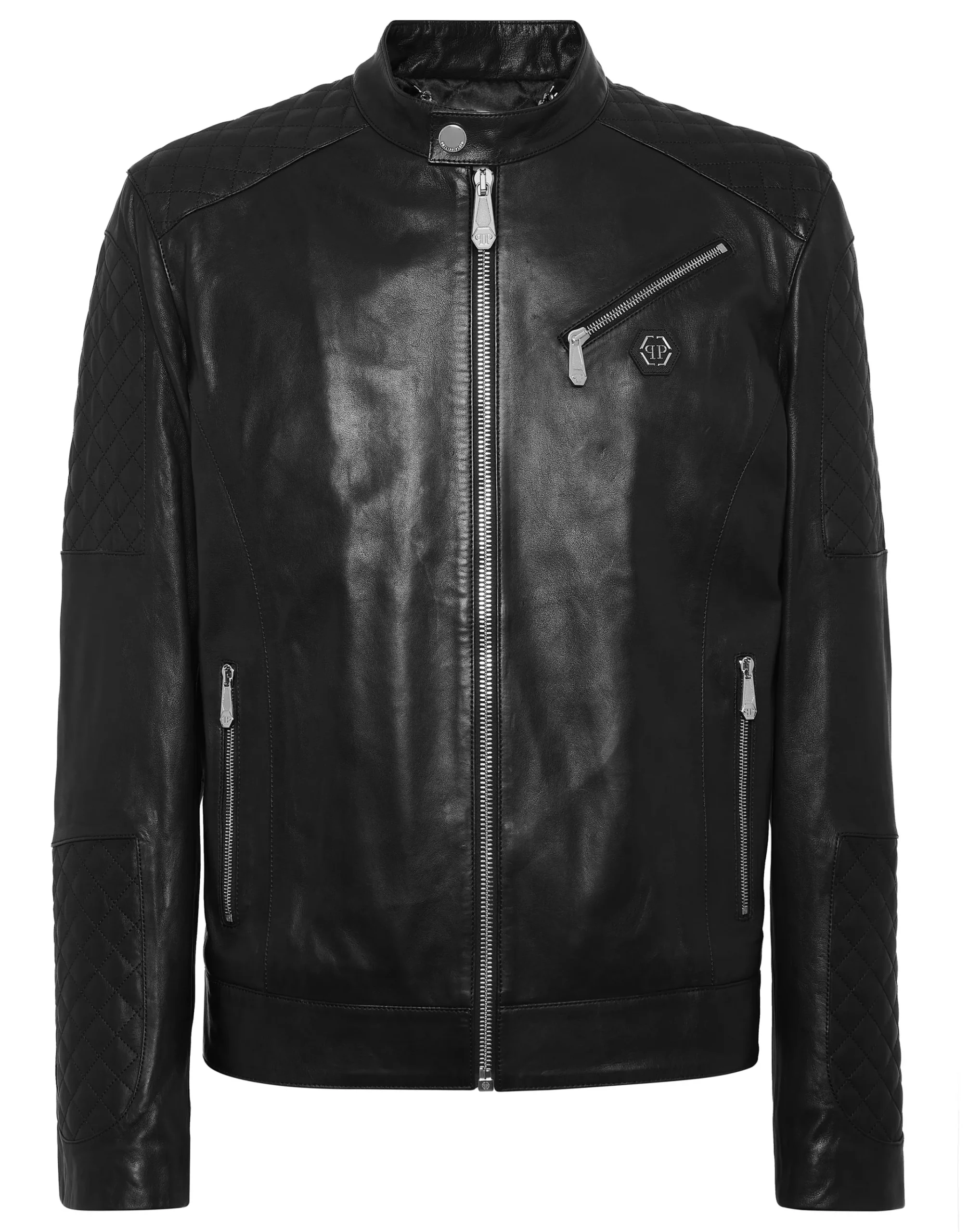 PHILIPP PLEIN Padded Leather Moto Bomber>Uomo Giacche Di Pelle|Giacche E Cappotti