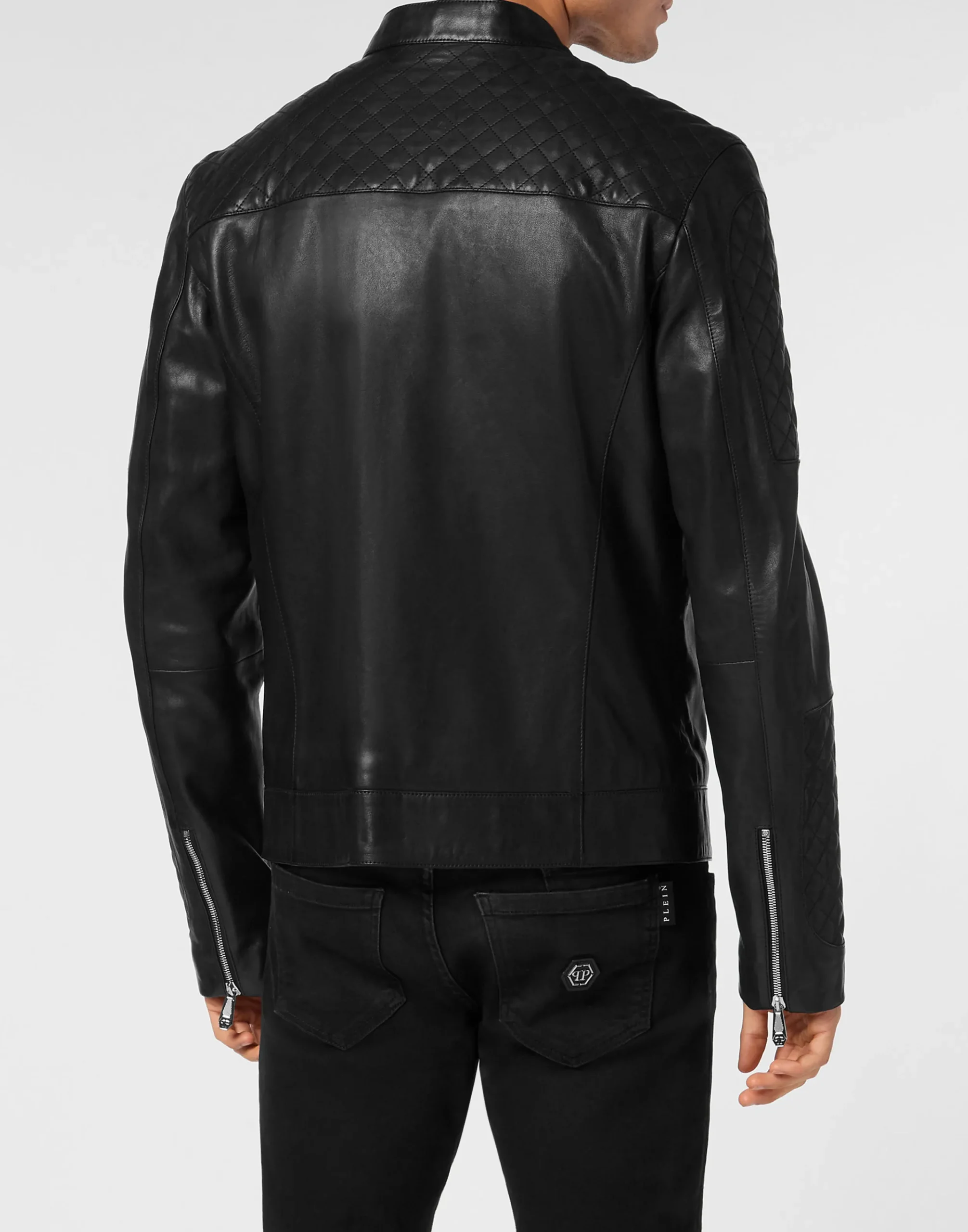 PHILIPP PLEIN Padded Leather Moto Bomber>Uomo Giacche Di Pelle|Giacche E Cappotti