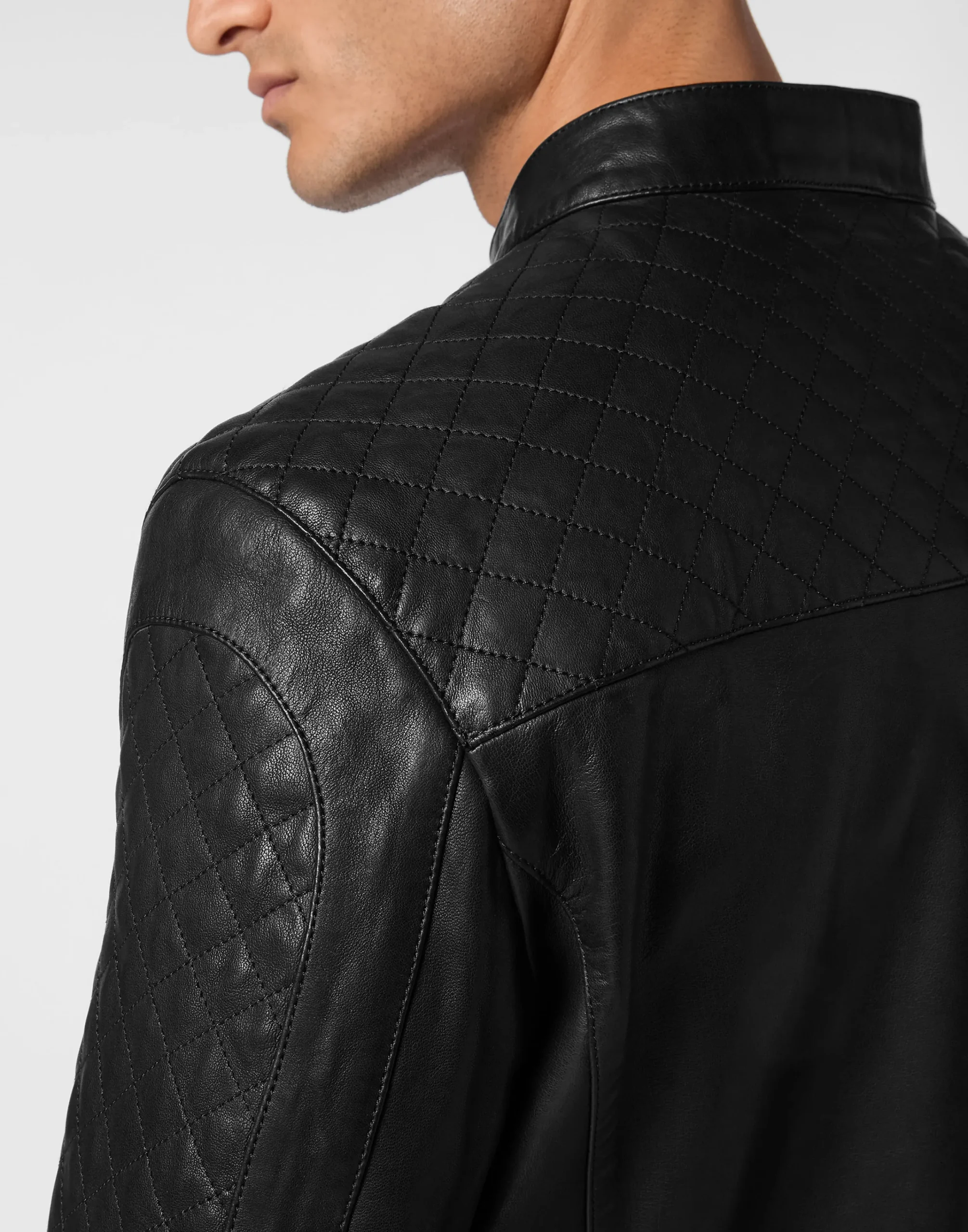 PHILIPP PLEIN Padded Leather Moto Bomber>Uomo Giacche Di Pelle|Giacche E Cappotti