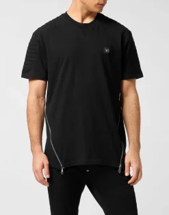PHILIPP PLEIN Padded Sleeves Round Neck T-Shirt Hexagon>Uomo T-Shirts