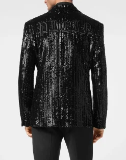 PHILIPP PLEIN Paillettes Herringbone Blazer Gothic Plein><noscript><img data-lazyloaded=