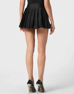 PHILIPP PLEIN Pleated Mini Skirt Skull><noscript><img data-lazyloaded=