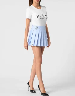 PHILIPP PLEIN Pleated Mini Skirt Strass Skull><noscript><img data-lazyloaded=