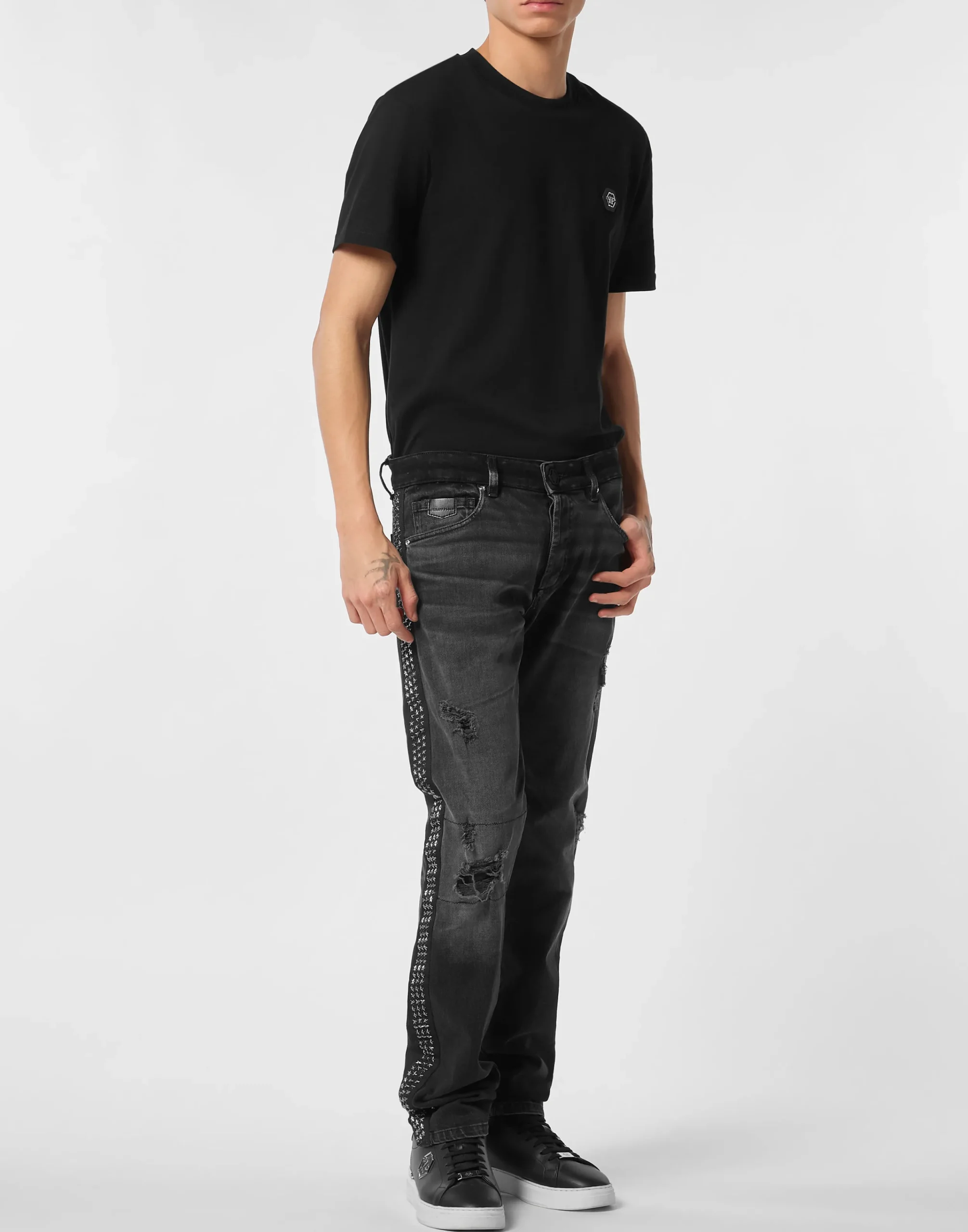 PHILIPP PLEIN 5-Pocket Super Straight Cut Jeans Stars>Uomo Denim
