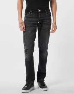 PHILIPP PLEIN 5-Pocket Super Straight Cut Jeans>Uomo Denim
