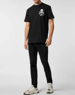 PHILIPP PLEIN Printed Round Neck T-Shirt Skull & Bones><noscript><img data-lazyloaded=
