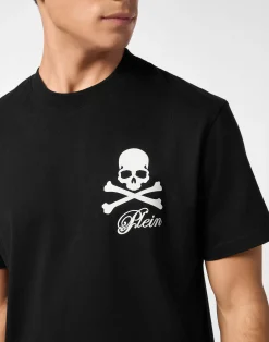 PHILIPP PLEIN Printed Round Neck T-Shirt Skull & Bones><noscript><img data-lazyloaded=
