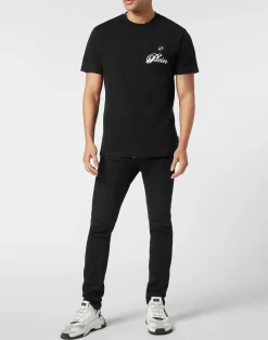 PHILIPP PLEIN Printed Round Neck T-Shirt Signature><noscript><img data-lazyloaded=