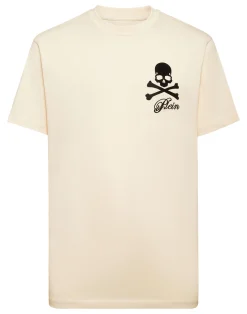 PHILIPP PLEIN Printed Round Neck T-Shirt Skull & Bones>Uomo T-Shirts