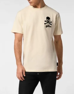 PHILIPP PLEIN Printed Round Neck T-Shirt Skull & Bones>Uomo T-Shirts