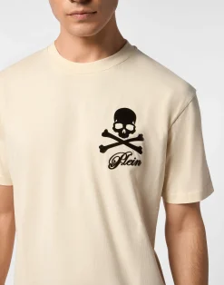 PHILIPP PLEIN Printed Round Neck T-Shirt Skull & Bones><noscript><img data-lazyloaded=