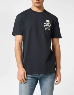 PHILIPP PLEIN Printed Round Neck T-Shirt Skull & Bones>Uomo T-Shirts