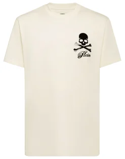 PHILIPP PLEIN Printed Round Neck T-Shirt Skull & Bones>Uomo T-Shirts