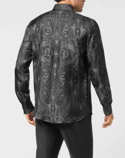 PHILIPP PLEIN Printed Silk Shirt Gothic Plein><noscript><img data-lazyloaded=