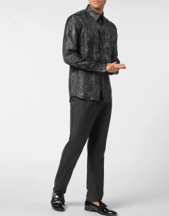 PHILIPP PLEIN Printed Silk Shirt Gothic Plein><noscript><img data-lazyloaded=