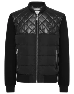 PHILIPP PLEIN Puffer Leather Bomber Jacket LS>Uomo Giacche Di Pelle|Giacche E Cappotti