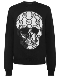 PHILIPP PLEIN Pullover Round Neck Long-Sleeve Skull>Uomo Maglieria