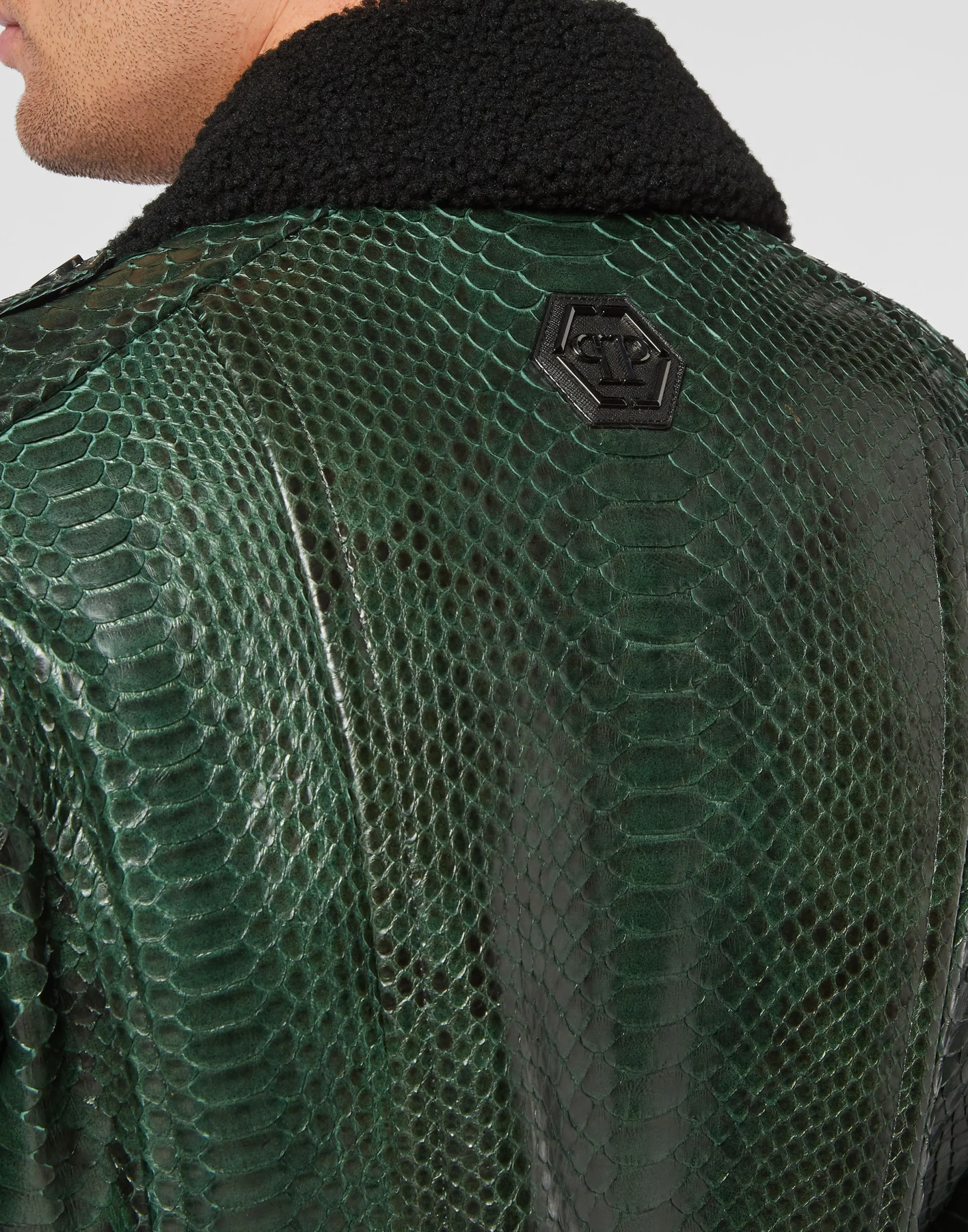 PHILIPP PLEIN Python Biker Jacket>Uomo Giacche Di Pelle|Giacche E Cappotti
