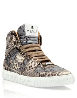 PHILIPP PLEIN Python Hi-Top Sneakers Skull and Plein>Uomo High Top Sneakers