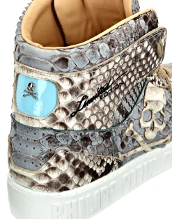 PHILIPP PLEIN Python Hi-Top Sneakers Skull and Plein><noscript><img data-lazyloaded=