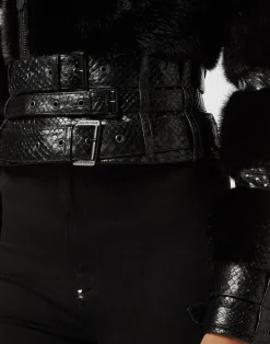 PHILIPP PLEIN Python Leather Biker Jacket><noscript><img data-lazyloaded=