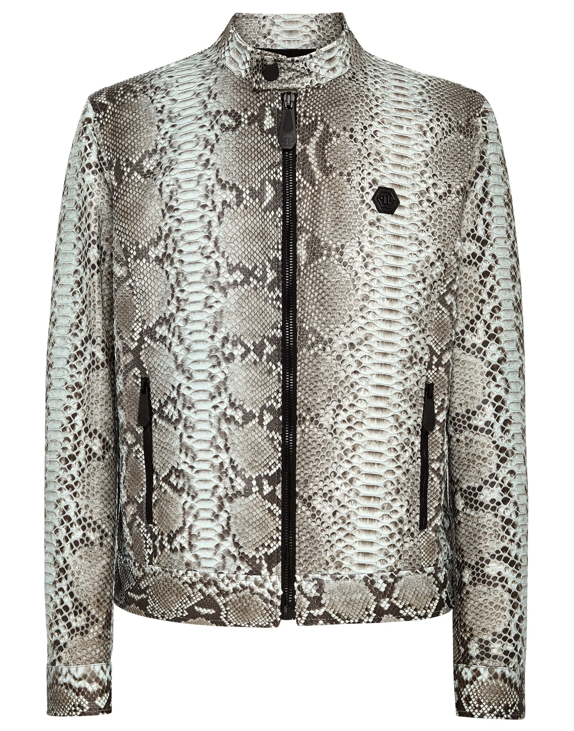 PHILIPP PLEIN Python Leather Bomber Skull>Uomo Giacche Di Pelle|Giacche E Cappotti