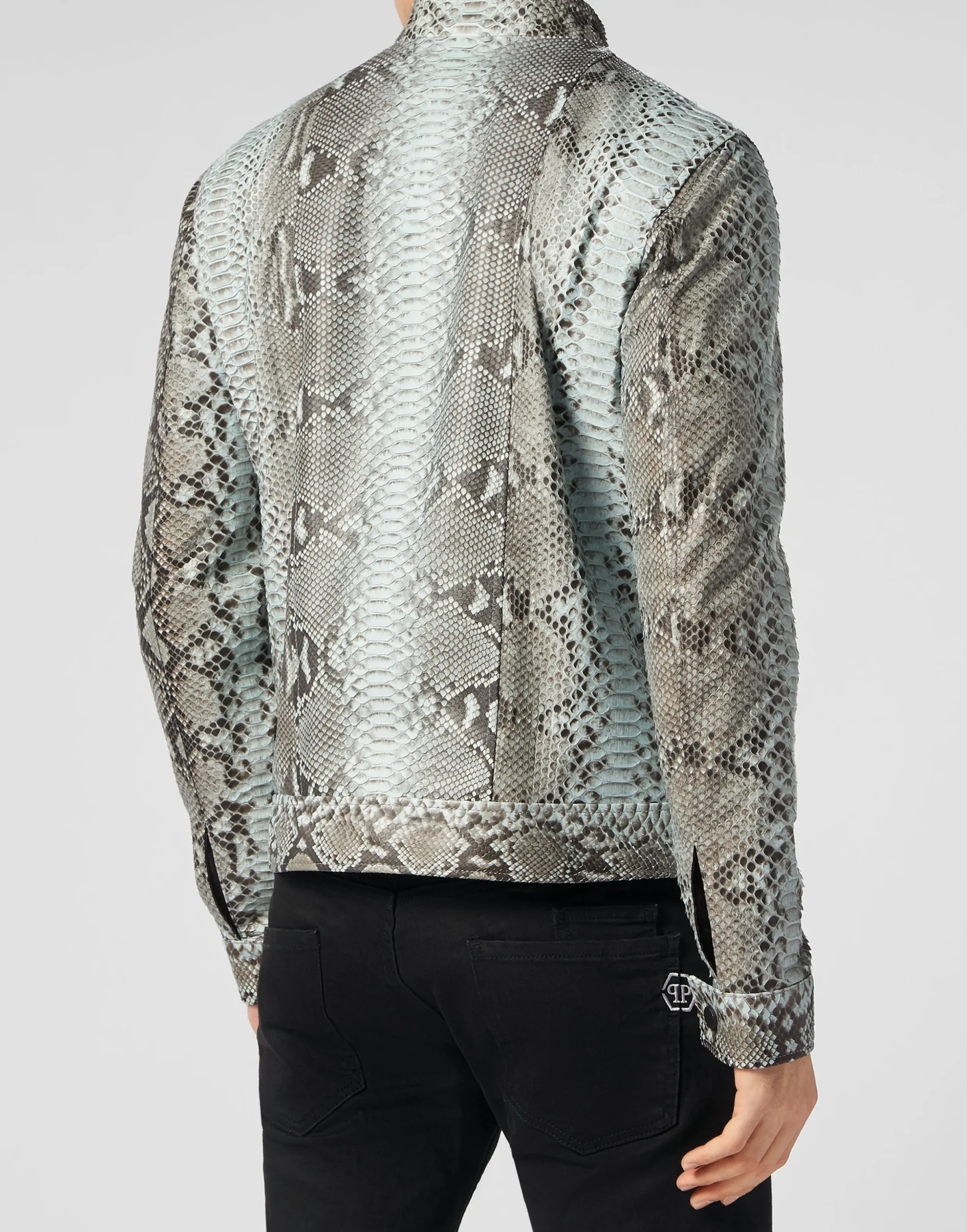 PHILIPP PLEIN Python Leather Bomber Skull>Uomo Giacche Di Pelle|Giacche E Cappotti